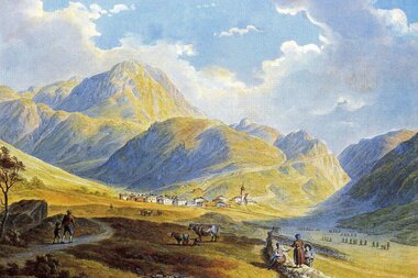 Stuben am Arlberg um 1800, Gemälde von Franz Karl Zoller